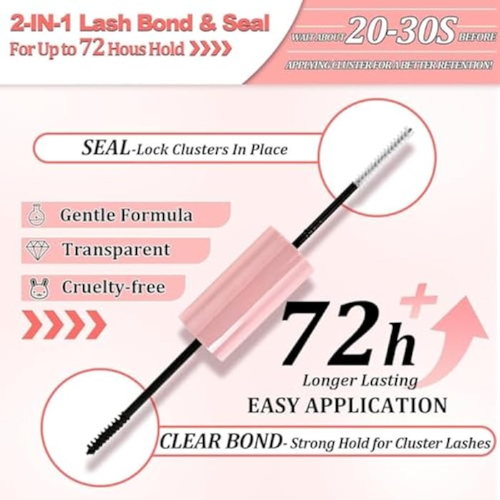 Lash Extension Kit, Individual Lashes with Lash Glue Bond and Seal, 200 Cluster Lashes 8~16mm Natural Look Lash Clusters False Eyelash Extension Kit (MIX) - Image 3